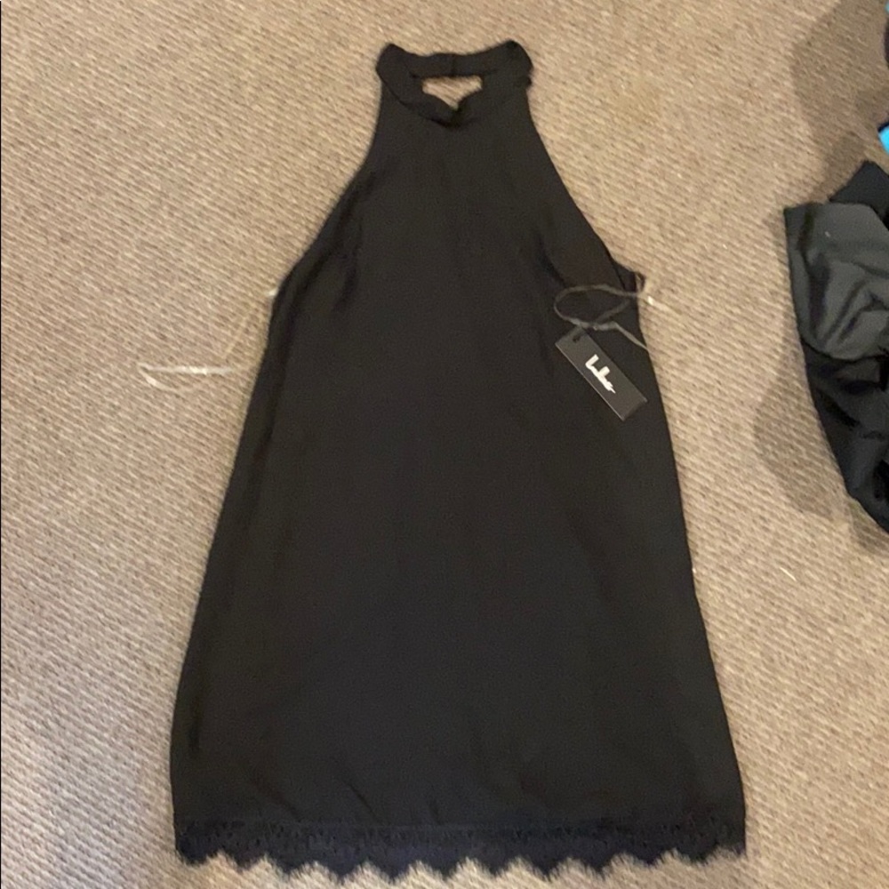 Lulus little black dress with lace bottom